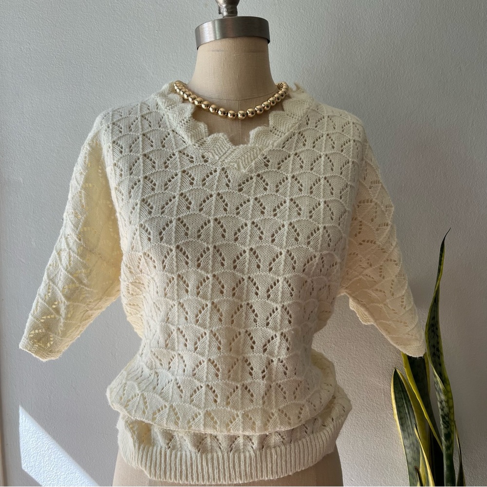 Vintage Blaire Ivory Knit Sweater•Sz L